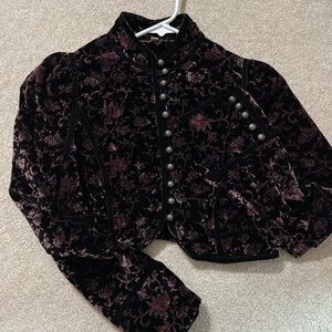 FREE PEOPLE black red purple velvet floral top